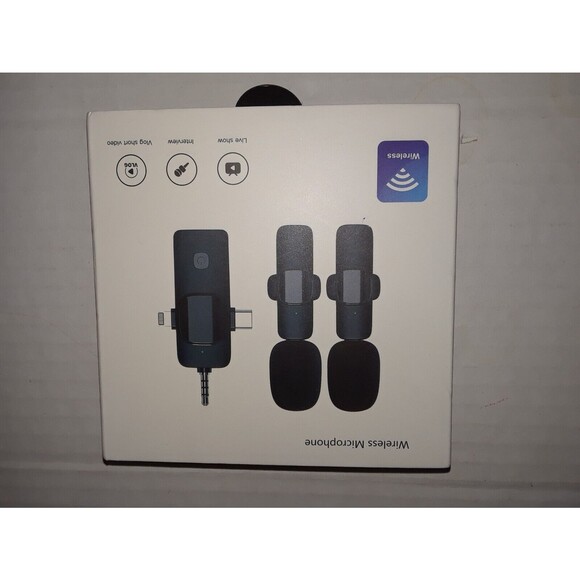 Wireless Microphone Audio Video Recording Mini Mic for iPhone/Android - Picture 1 of 9